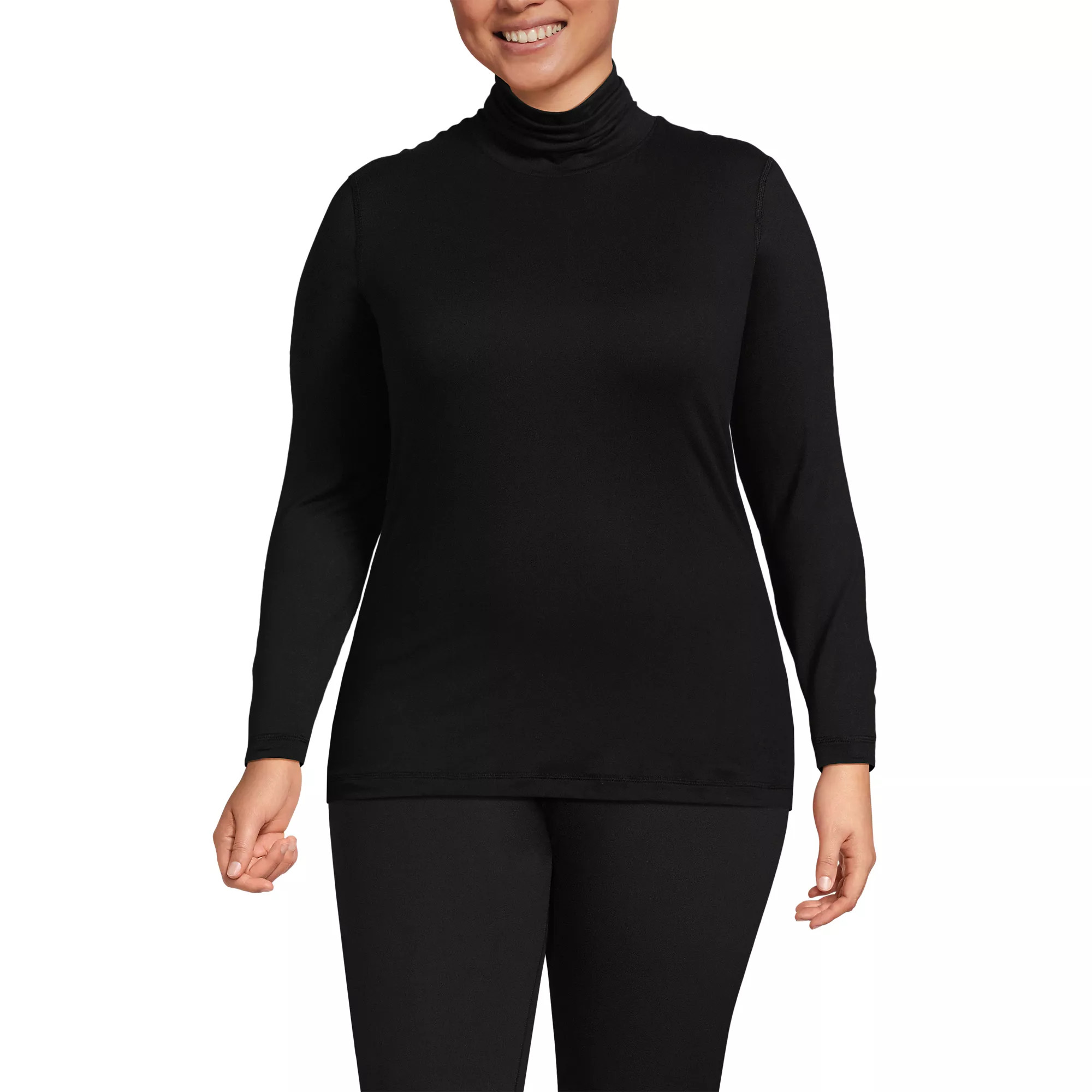 Women's Plus Size Baselayer Cozy Thermaskin Turtleneck Top | Lands' End (US)