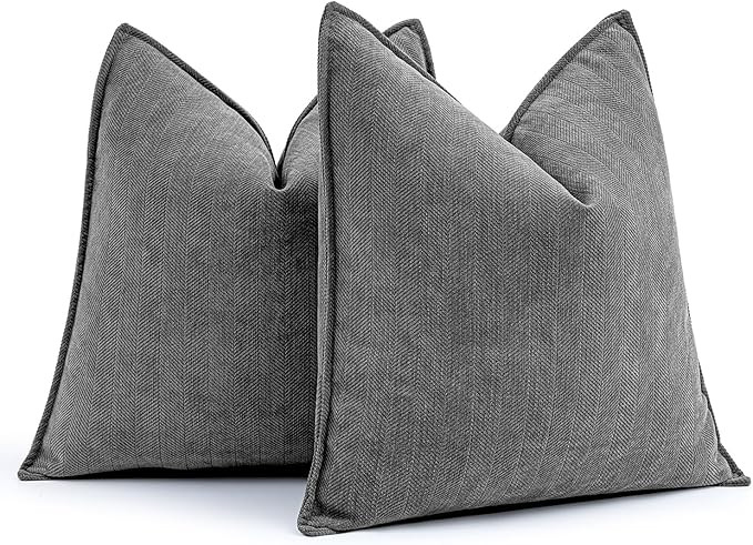 MIULEE Pack of 2 Dark Grey Decorative Pillow Covers 20x20 Inch Soft Chenille Luxurious Couch Thro... | Amazon (US)