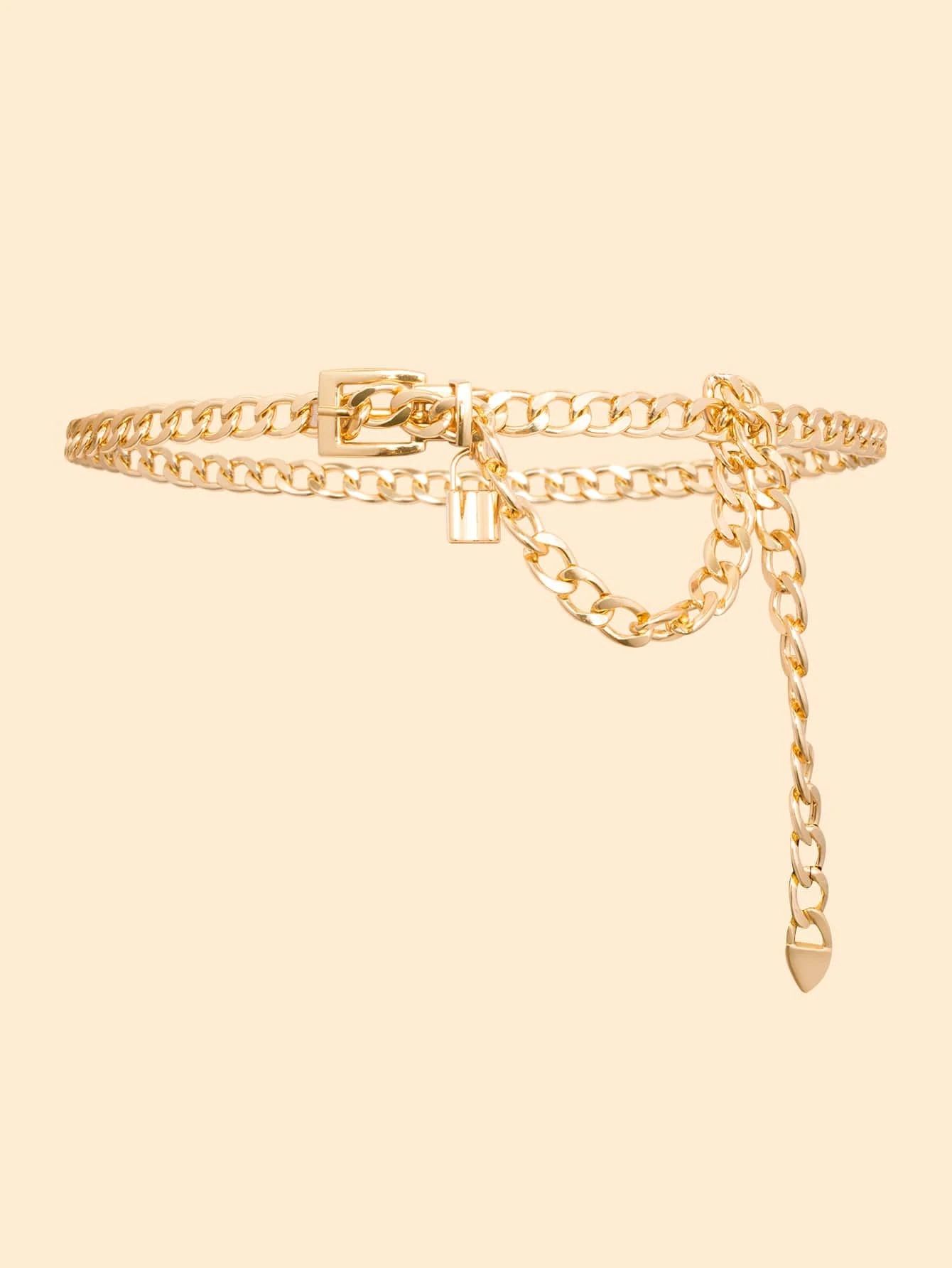 Lock Decor Square Buckle Chain Belt | SHEIN