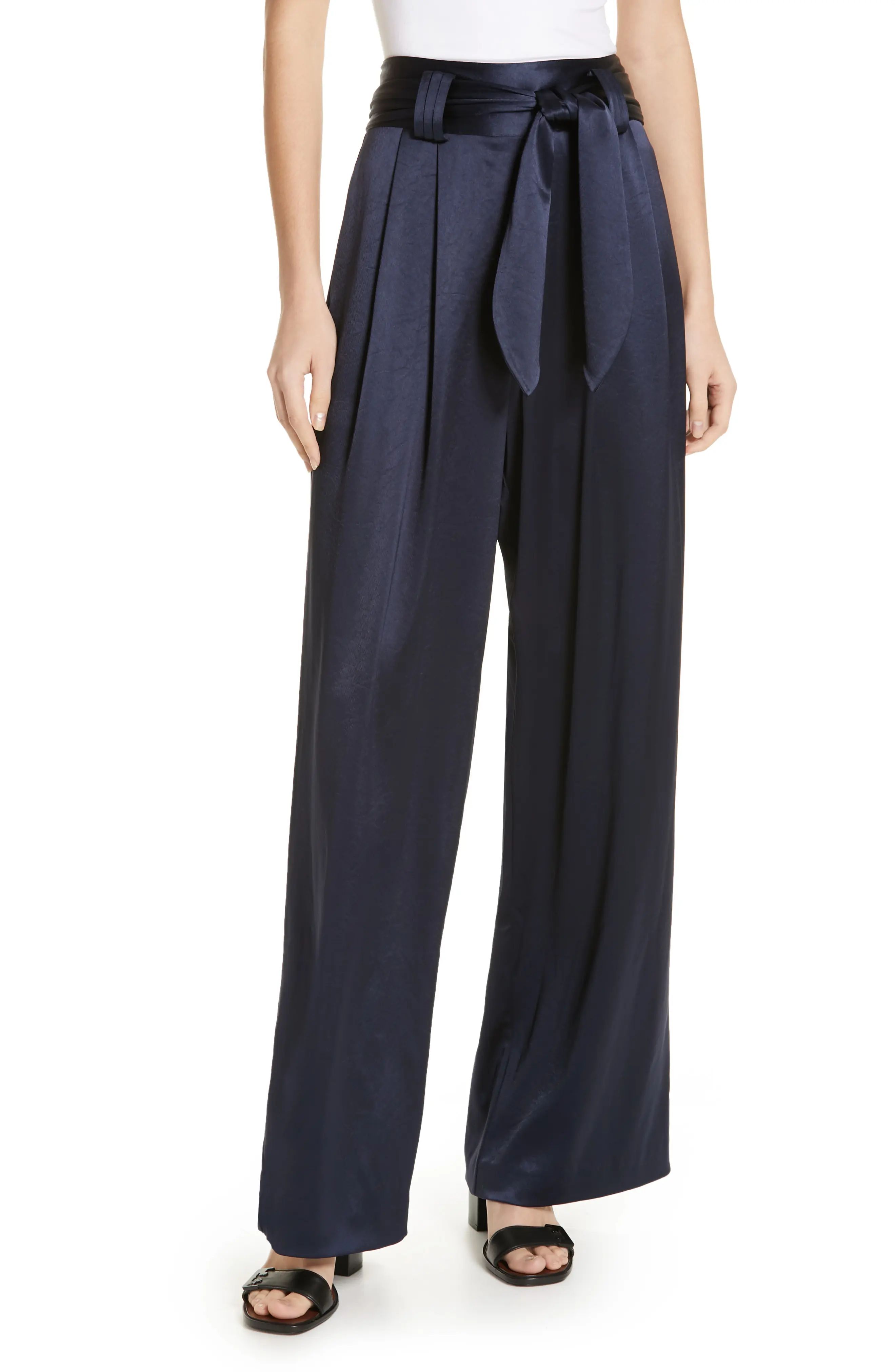 Women's Tory Burch Tie Waist Satin Pants | Nordstrom