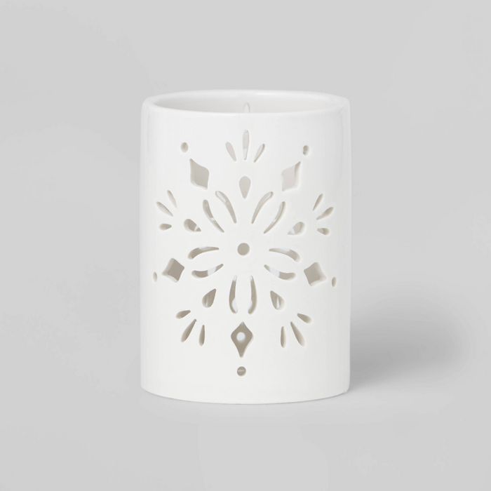 Small Ceramic Snowflake Candle Holder White - Wondershop™ | Target