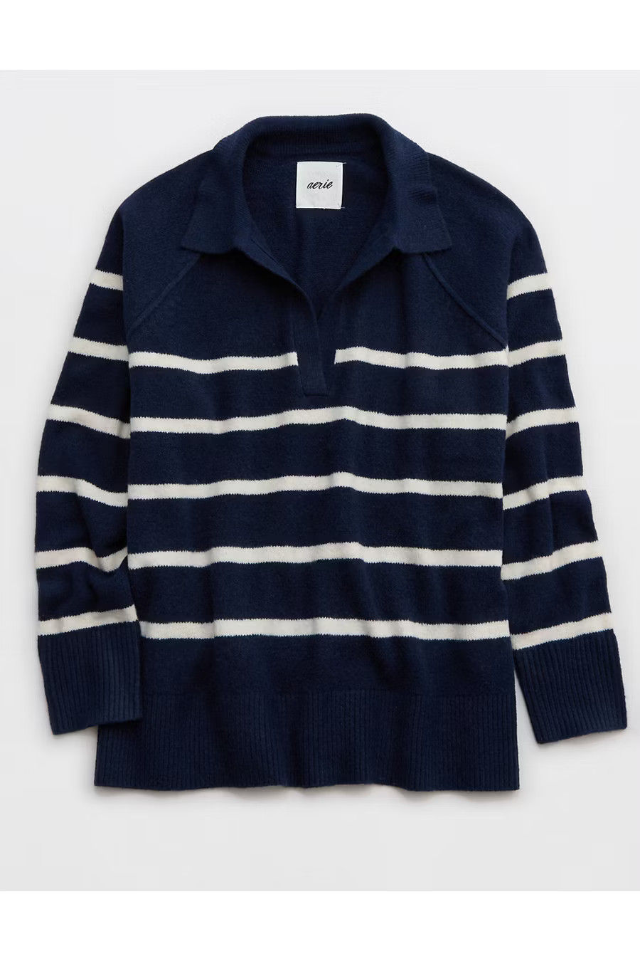 Aerie unREAL Polo Sweater Women's Navy M | Aerie