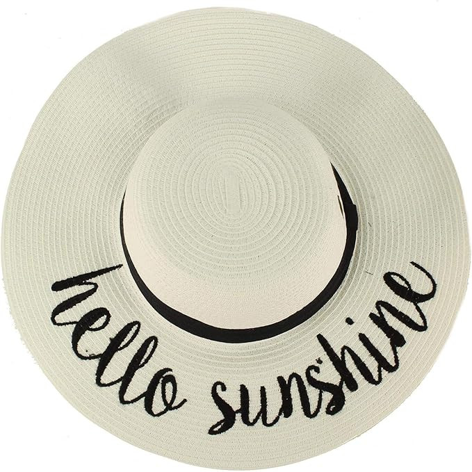 C.C Fun Verbiage Elegant Wide Brim 4" Summer Derby Beach Pool Floppy Dress Sun Hat | Amazon (US)