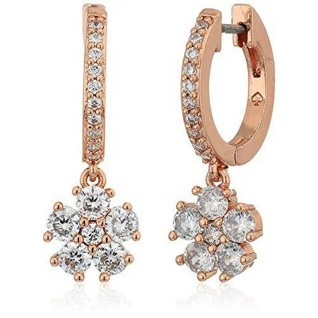 Kate Spade New York Earrings Flower Drop Huggies Rose Gold Cubic Zirconia | Walmart (US)