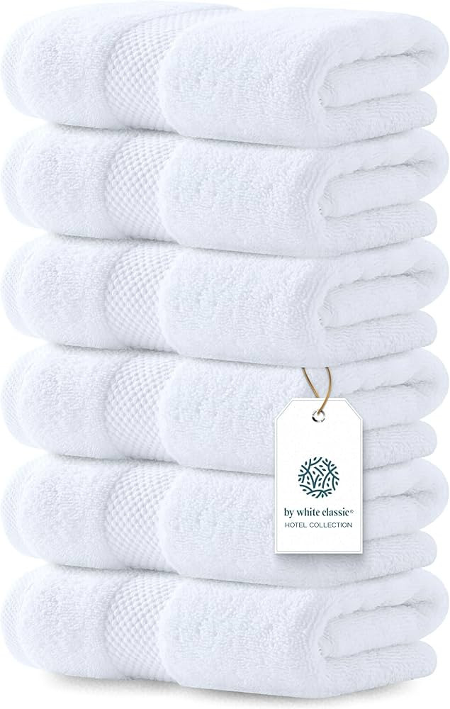 Luxury White Hand Towels - Soft 100% Turkish Cotton | Highly Absorbent Hotel spa Bathroom Towel C... | Amazon (US)
