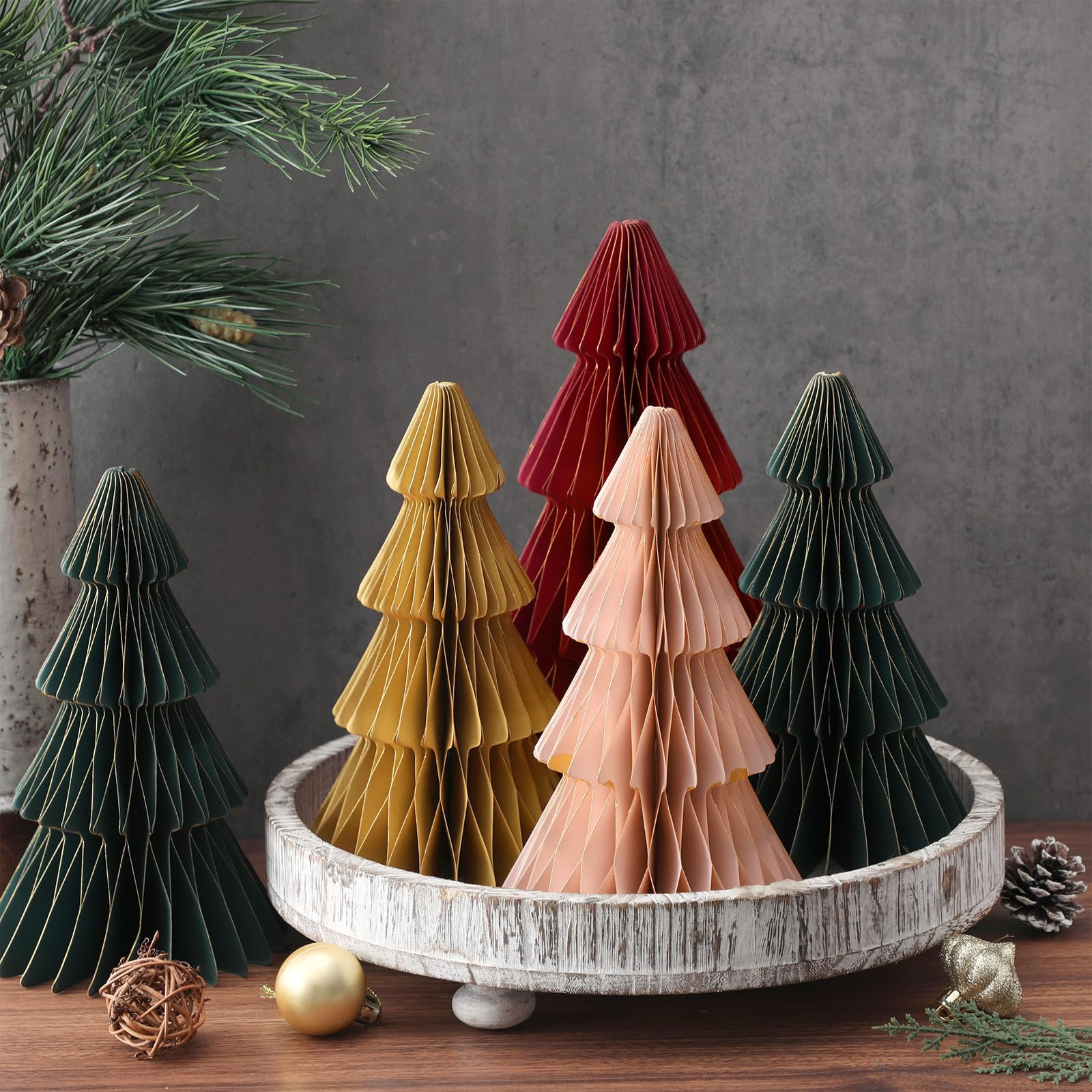 5 Pcs Paper Christmas Tree Honeycomb Christmas Tree 3D Honeycomb Table Centerpiece Xmas Party Dec... | Amazon (US)
