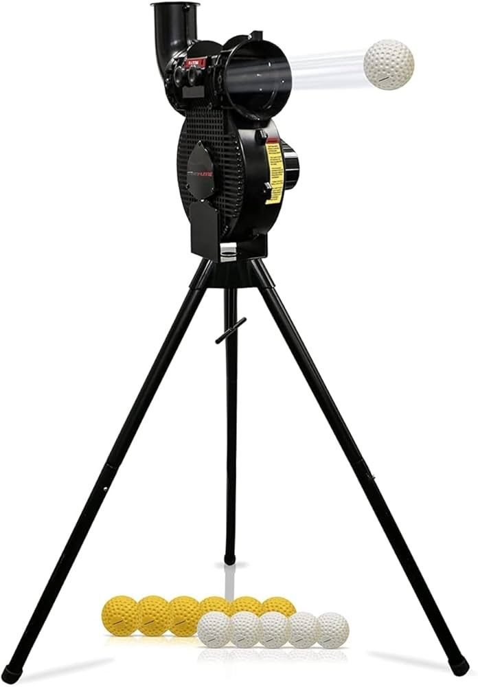 PowerNet Launch F-lite Softball & Baseball Pitching Machine, Dimpled Practice Balls, Bucket of Ba... | Amazon (US)
