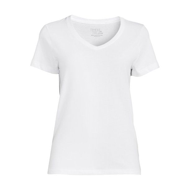 Time and Tru Women's Cotton V-Neck T-Shirt | Walmart (US)