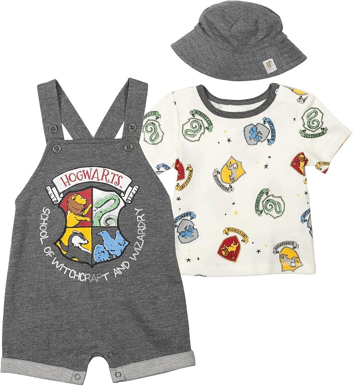 Harry Potter Hogwarts Hermione Ron Weasley Baby Short Overalls T-Shirt & Hat 3 Piece Outfit Set N... | Amazon (US)