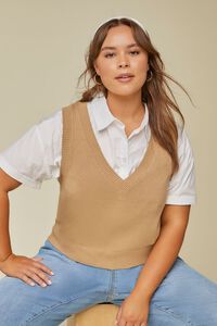 Plus Size Ribbed-Trim Sweater Vest | Forever 21 | Forever 21 (US)