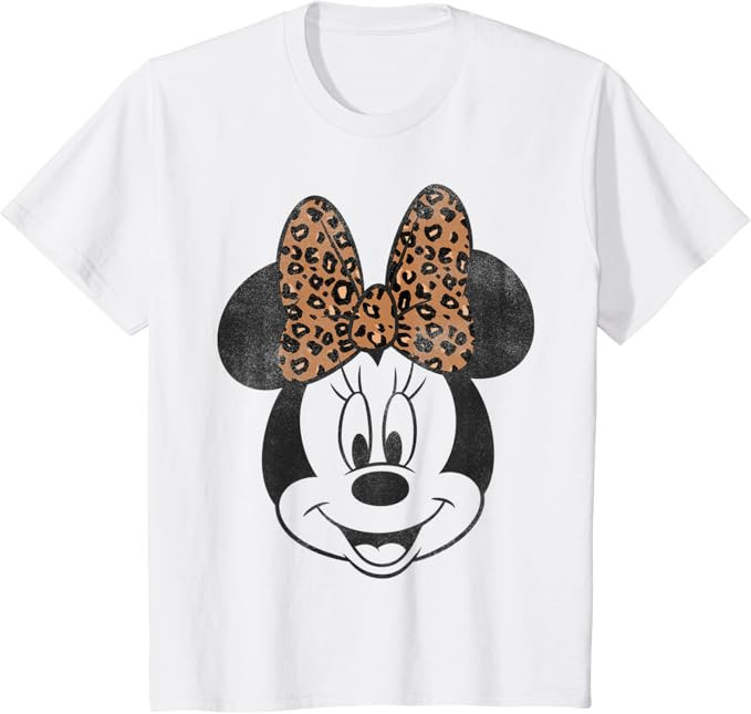 Disney Mickey And Friends Minnie Mouse Leopard Bow Portrait T-Shirt | Amazon (US)