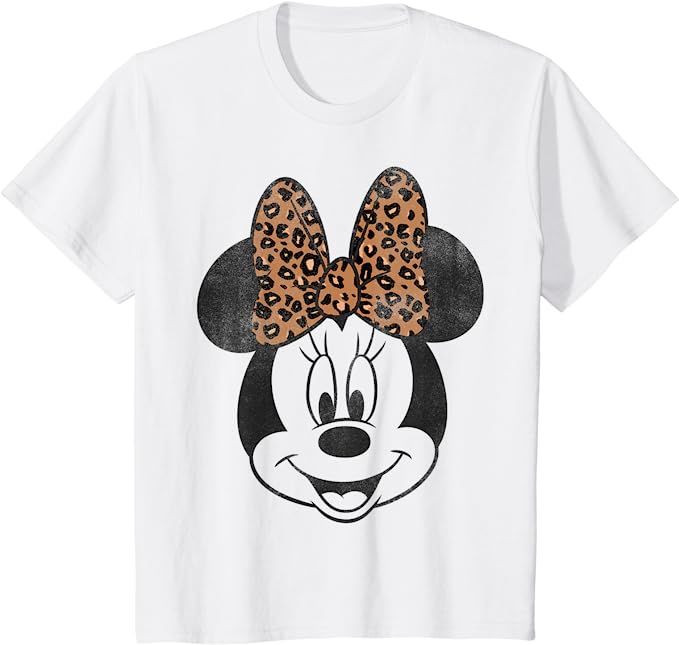 Disney Mickey And Friends Minnie Mouse Leopard Bow Portrait T-Shirt | Amazon (US)