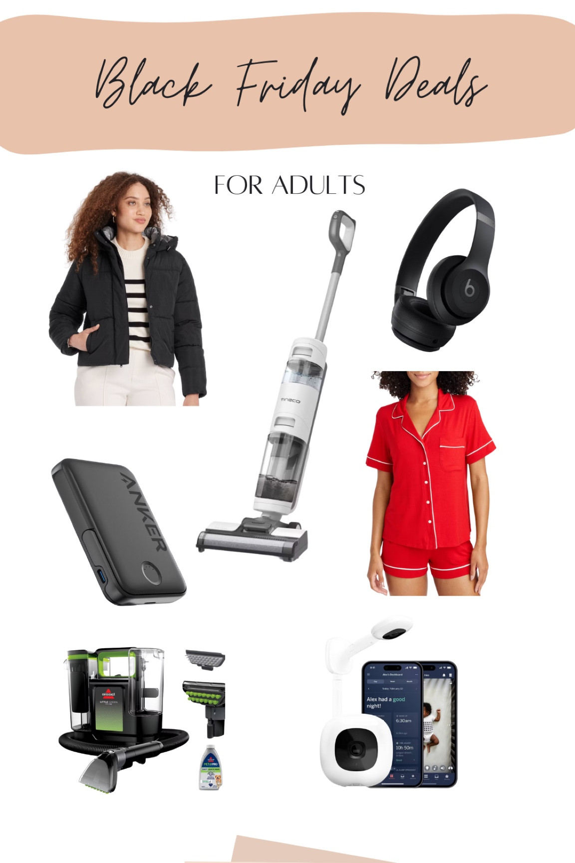Black Friday Deals for Adults - puffer jacket, tineco vacuum, beats headphones, Anker MagSafe charger, nanit, bissel

#LTKCyberWeek #LTKSaleAlert #LTKGiftGuide