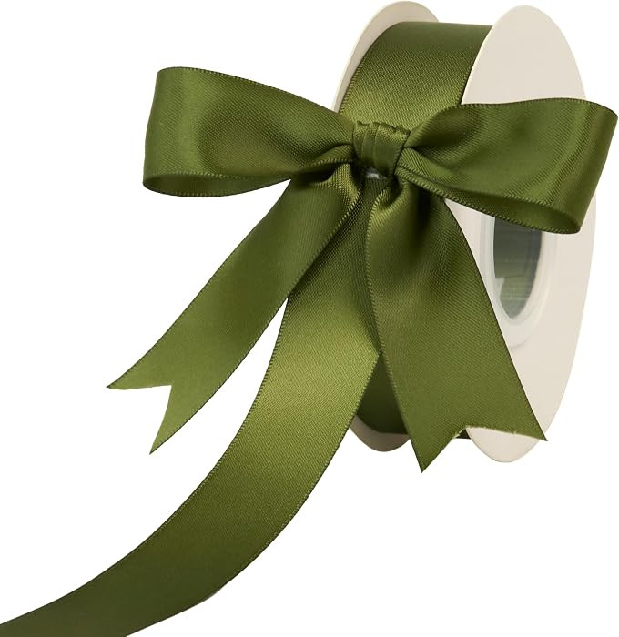 Moss Ribbon - 1 Inch Dark Olive Green Satin Silk Ribbon for Wedding Decor, Bridal Bouquet, Crafts... | Amazon (US)