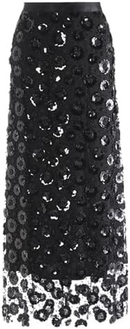 Women's High Waist Patchwork Beading Mesh Bodycon Midi Skirt Lace Spliced Flower Casual Fashion S... | Amazon (US)