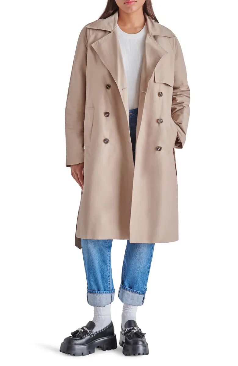 Double Breasted Cotton Blend Trench Coat | Nordstrom Rack