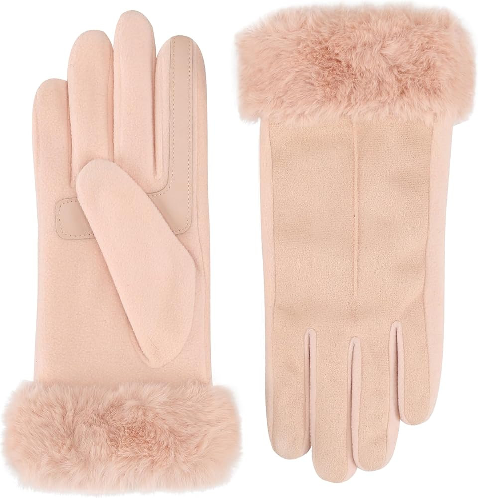isotoner womens Water Repellent Touchscreen Stretch Mya Faux Fur Cuff Gloves | Amazon (US)
