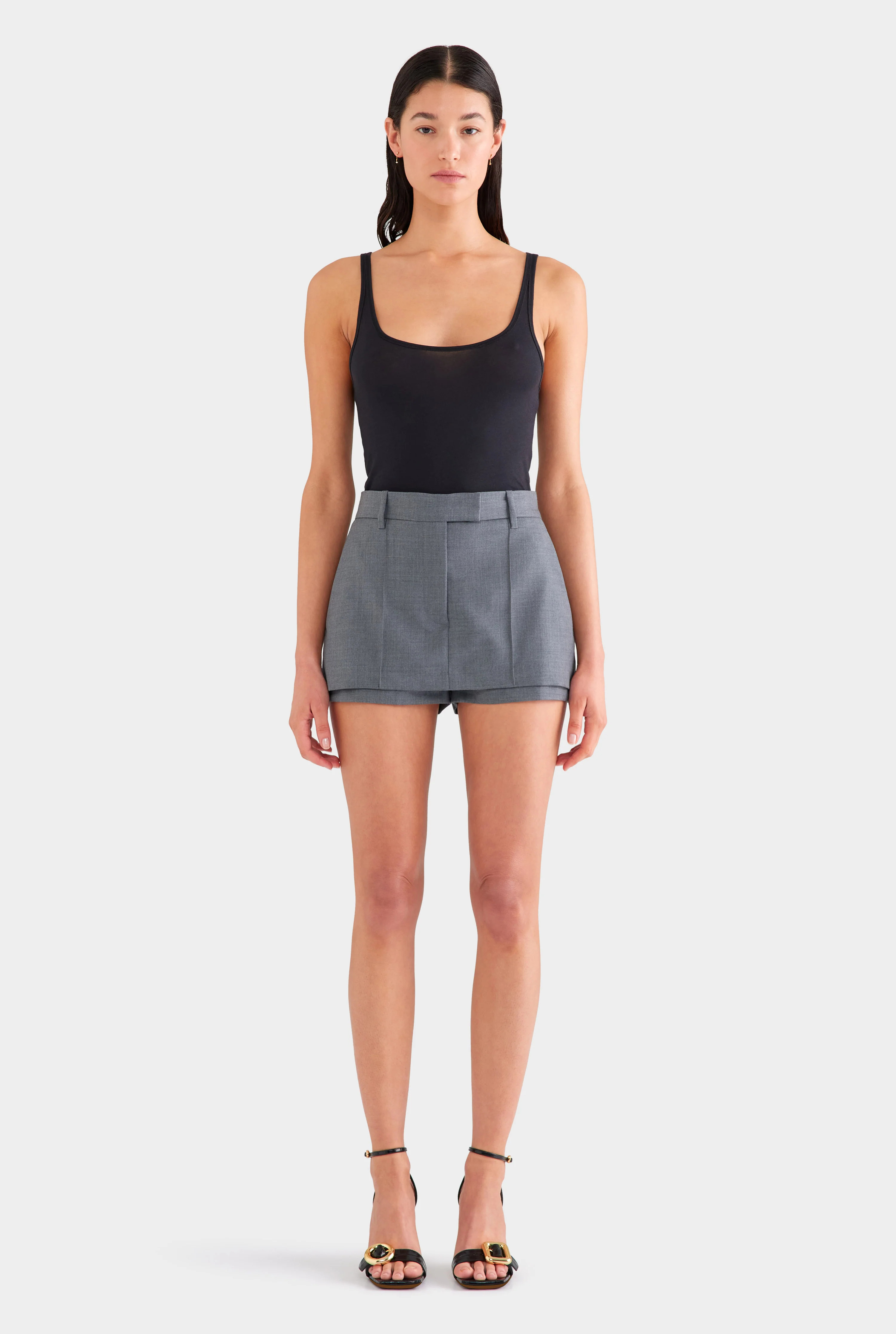 Womens Tailored Wool Culotte Short in Dark Grey Marl | Venroy | Venroy AU