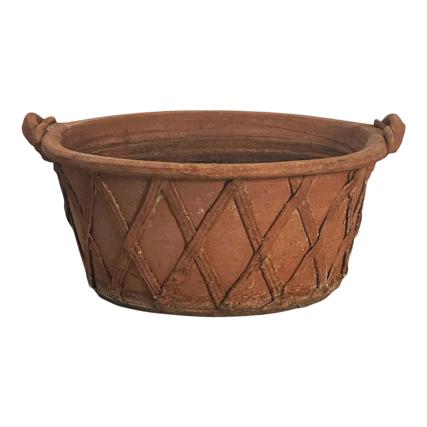 English Lattice Pattern Garden Planter Pot or Bowl of Terracotta | Chairish