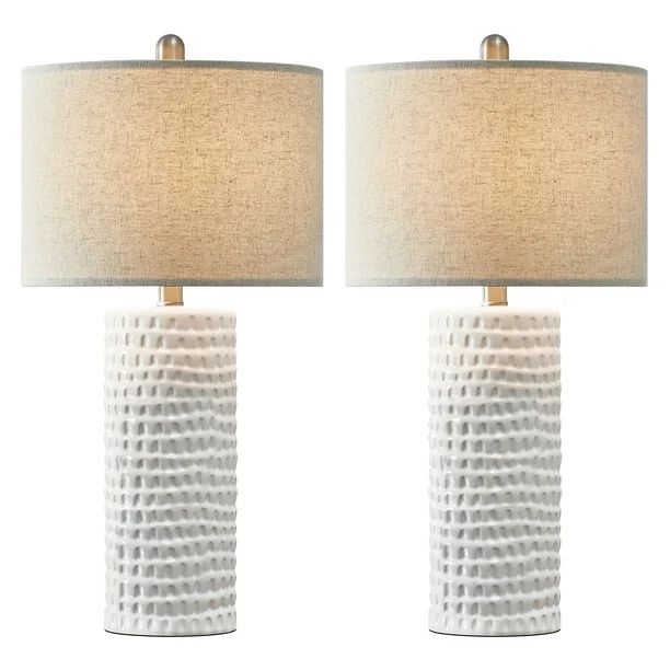 Oneach 24.5''  Modern Accent Ceramic Table Lamp Set of 2 for Bedroom White Desk Decor Bedside Lam... | Walmart (US)
