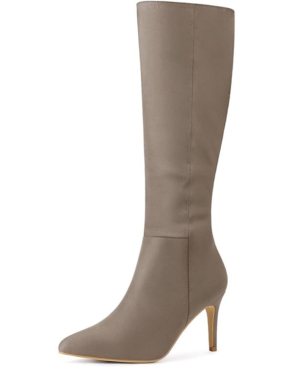 Allegra K Women's Pointed Toe Stiletto Heels Knee High Boots | Amazon (US)