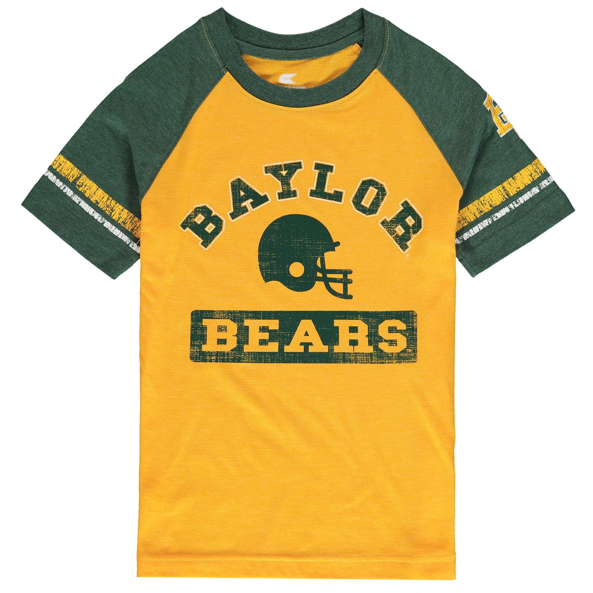 Baylor Bears Colosseum Youth All Pro Raglan Sleeve T-Shirt - Gold/Green | Fanatics.com