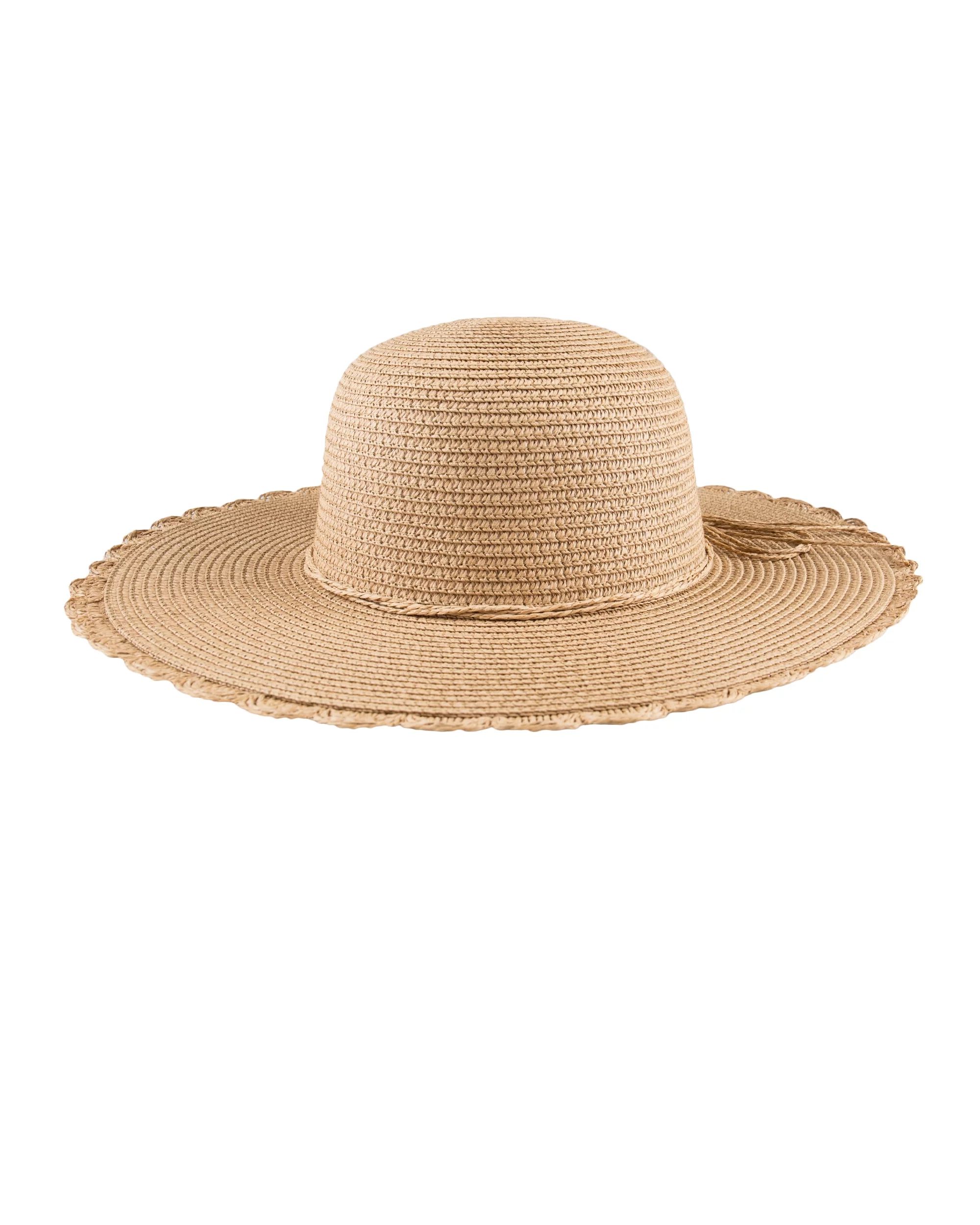 Jessica Simpson Women's Scalloped Edge Straw Domed Wide Brim Beach Hat� - Walmart.com | Walmart (US)