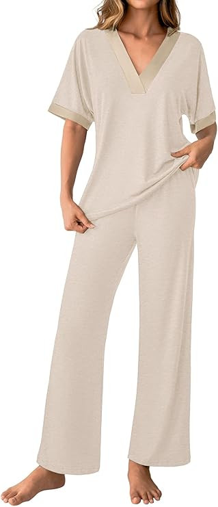 Womens Two Piece Outfits Pajama Sets 3/4 Sleeve Sleepwear Nightwear Loungewear Matching Lounge Se... | Amazon (US)