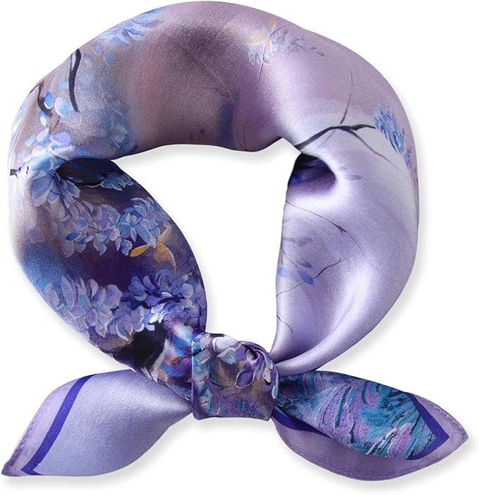 Ciormis 100% Mulberry Silk Scarf-Women's 21''/27''Square Silk Hair Head Scarf Neckerchief with Gi... | Amazon (US)