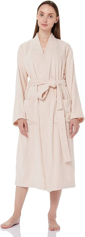 Amazon Basics Unisex 100% Cotton Terry Kimono Bathrobe - Blush, XS/S | Amazon (US)