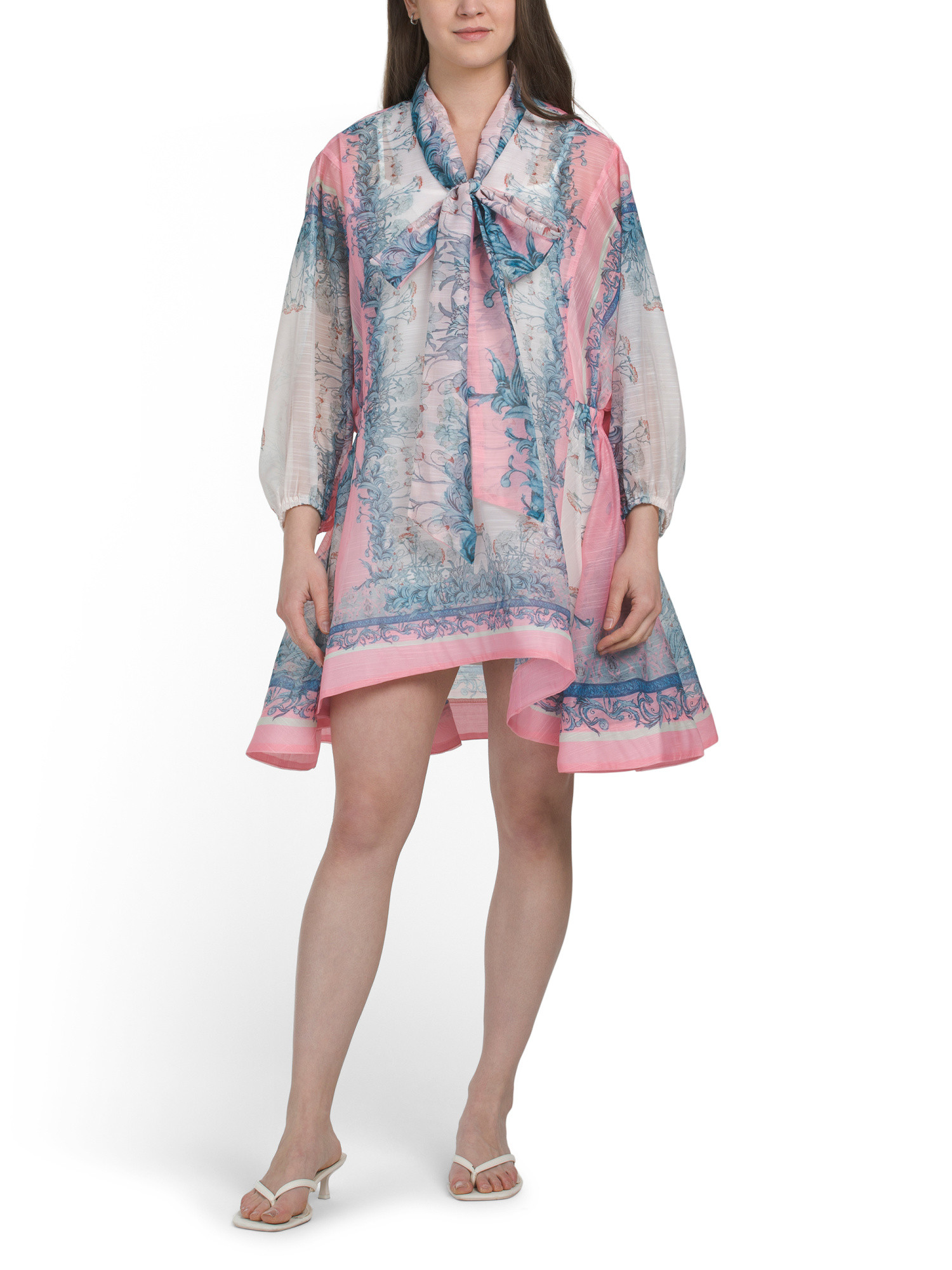 Crinkle Tie Neck Mini Dress | TJ Maxx