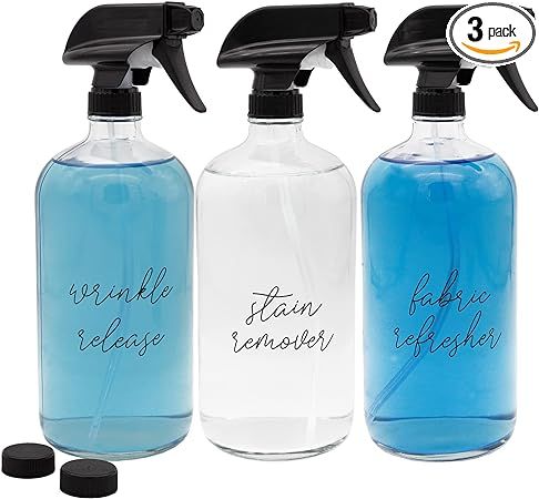 Darware Laundry Glass Spray Bottles (Set of 3, 32oz); Sprayers for Stain Remover, Fabric Softener... | Amazon (US)