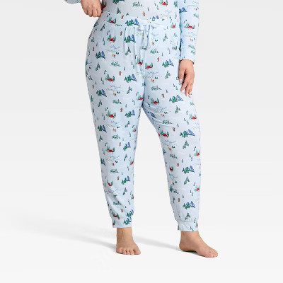 Women's "Tis the Ski-son!" Cozy Knit Holiday Matching Family Pajama Pants - Wondershop™ Blue 1X | Target