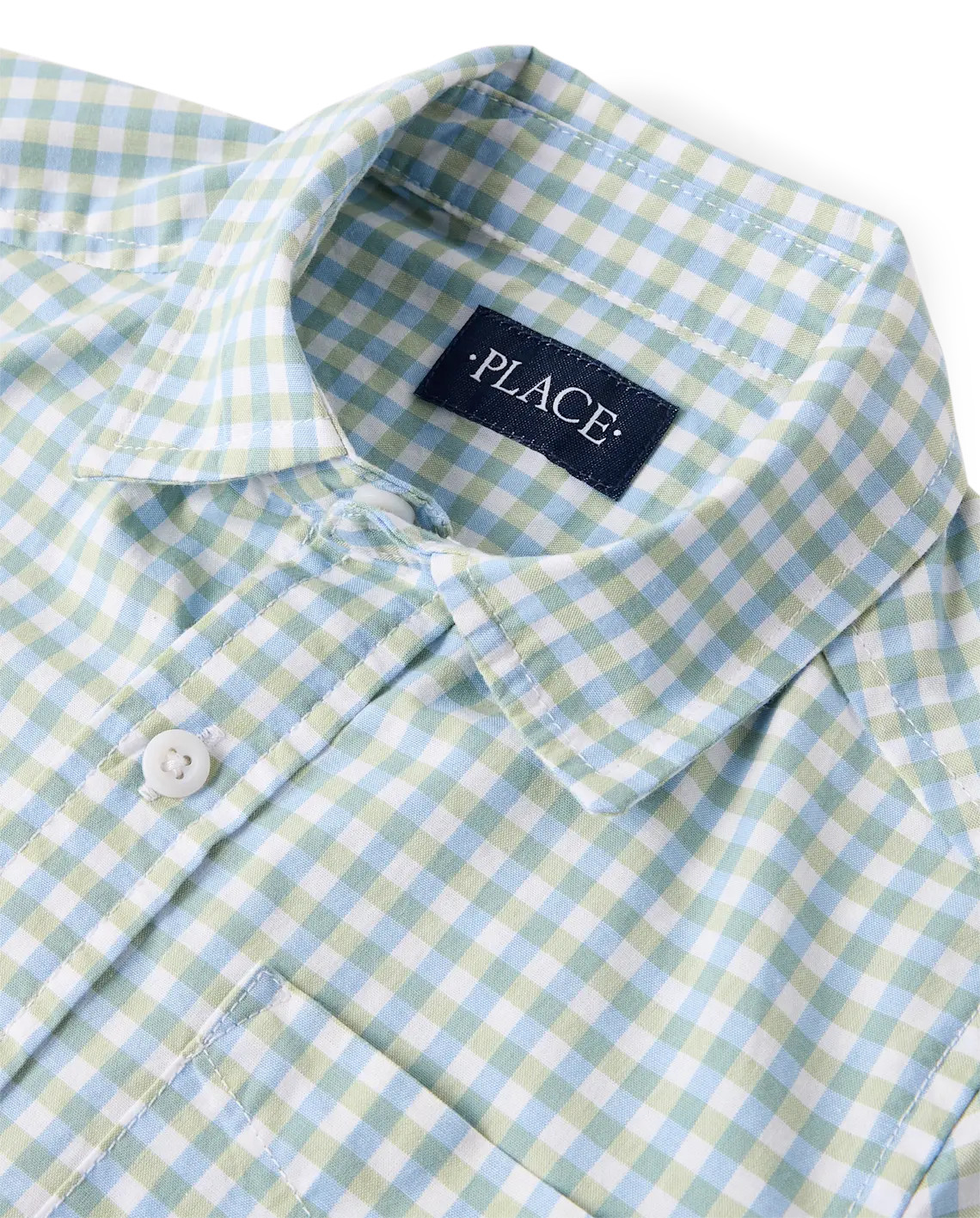 Boys Gingham Poplin Button Up Shirt - green | The Children's Place