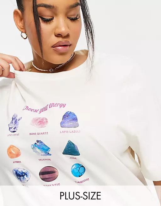 Daisy Street Plus relaxed T-shirt with crystals print | ASOS (Global)