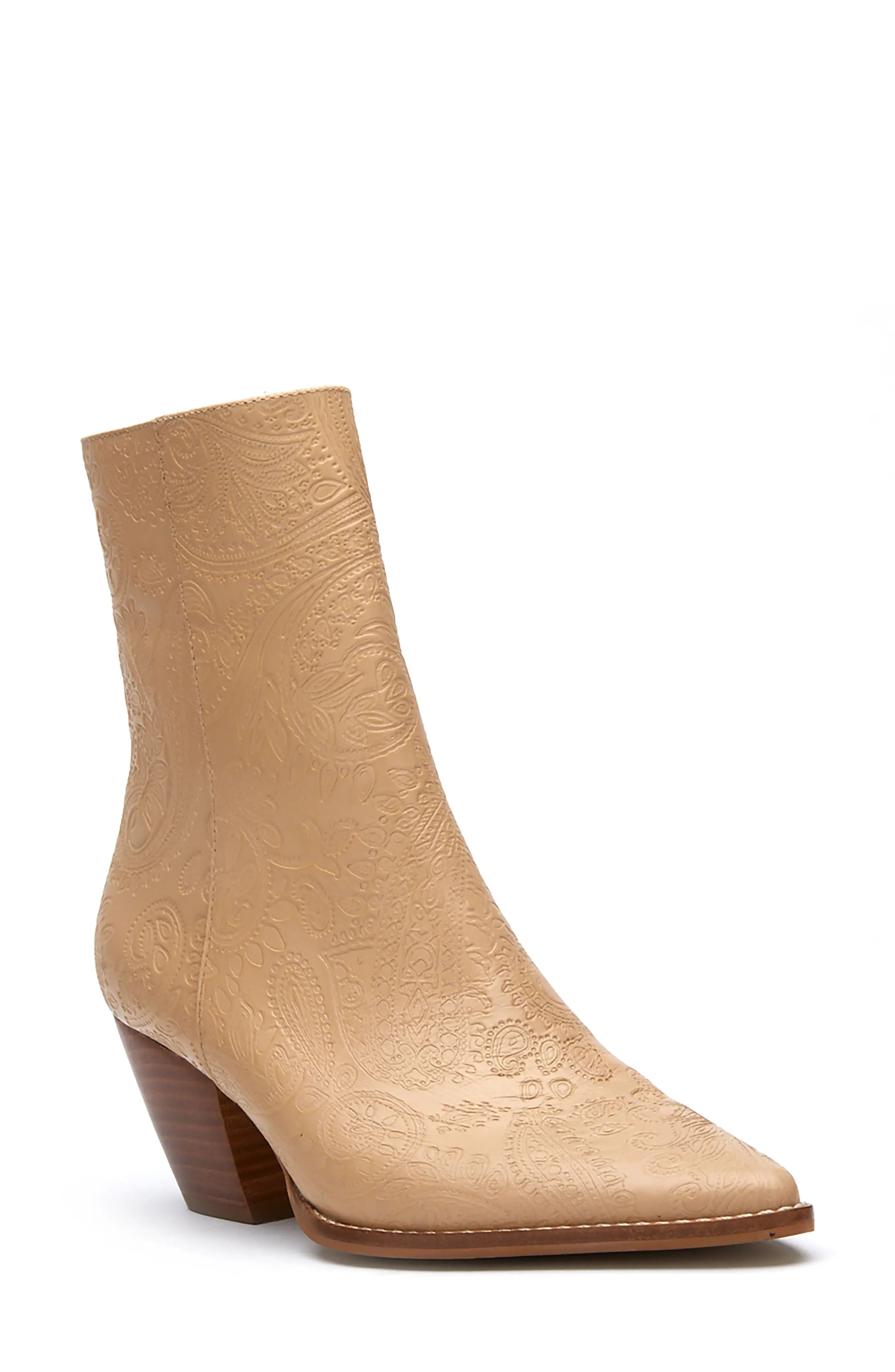 Matisse Caty Western Pointed Toe Bootie in Natural Paisley at Nordstrom, Size 9.5 | Nordstrom