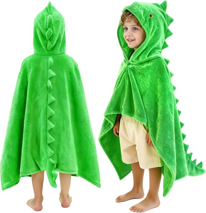 Hiturbo Kids Dinosaur Hooded Bath Towel: Super Soft Fleece Toddler Towel Wrap 50"x30" - Pool Beac... | Amazon (US)