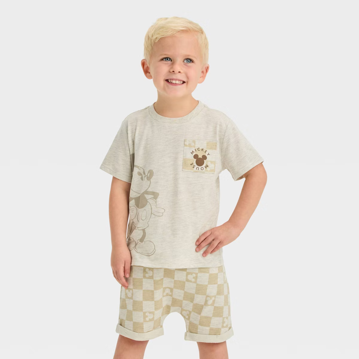 Toddler Boys' Disney Mickey Mouse Top and Bottom Set - Beige | Target