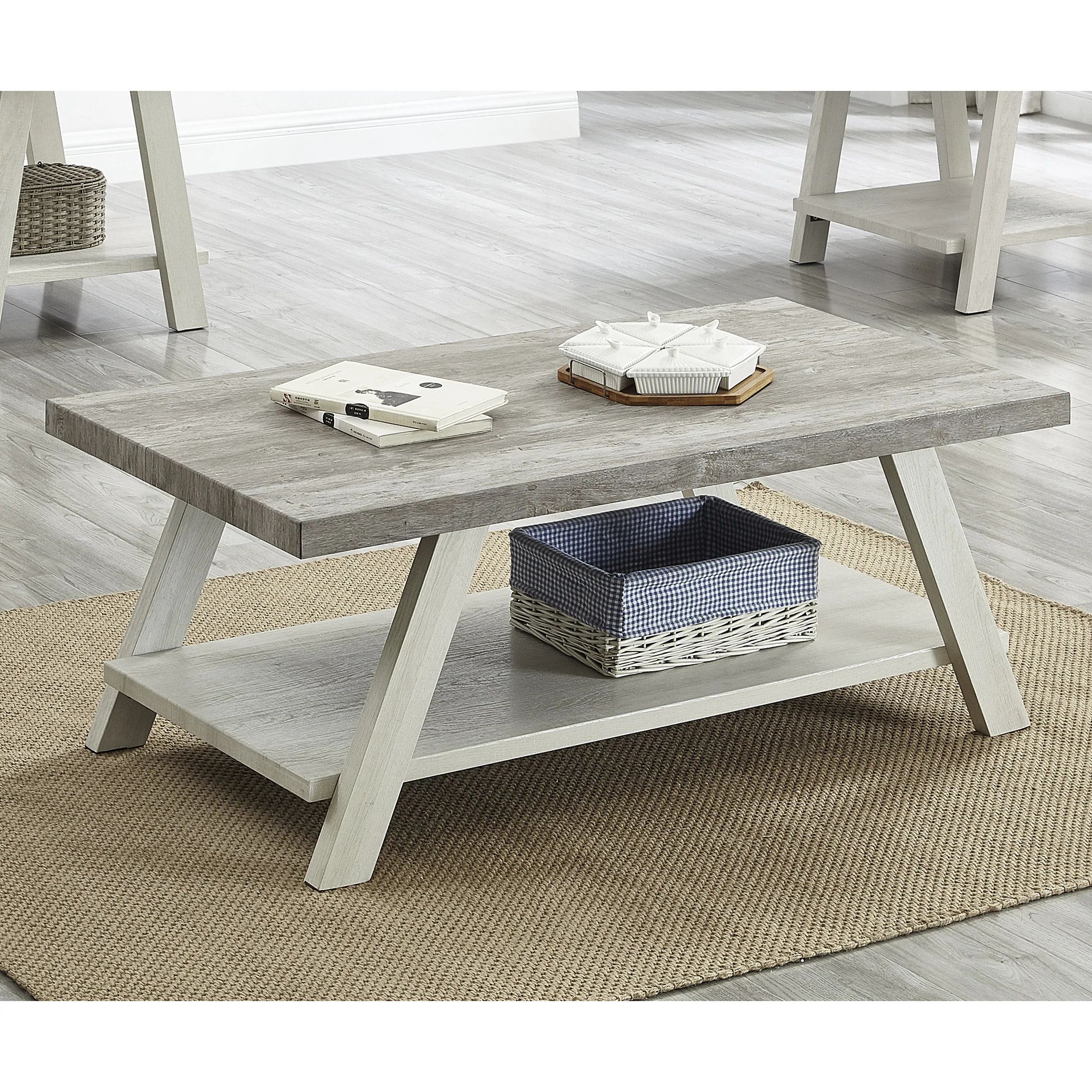 2-Tier Coffee Table Center Table Sofa Table w/ Open Shelf, Multicolor | Bed Bath & Beyond