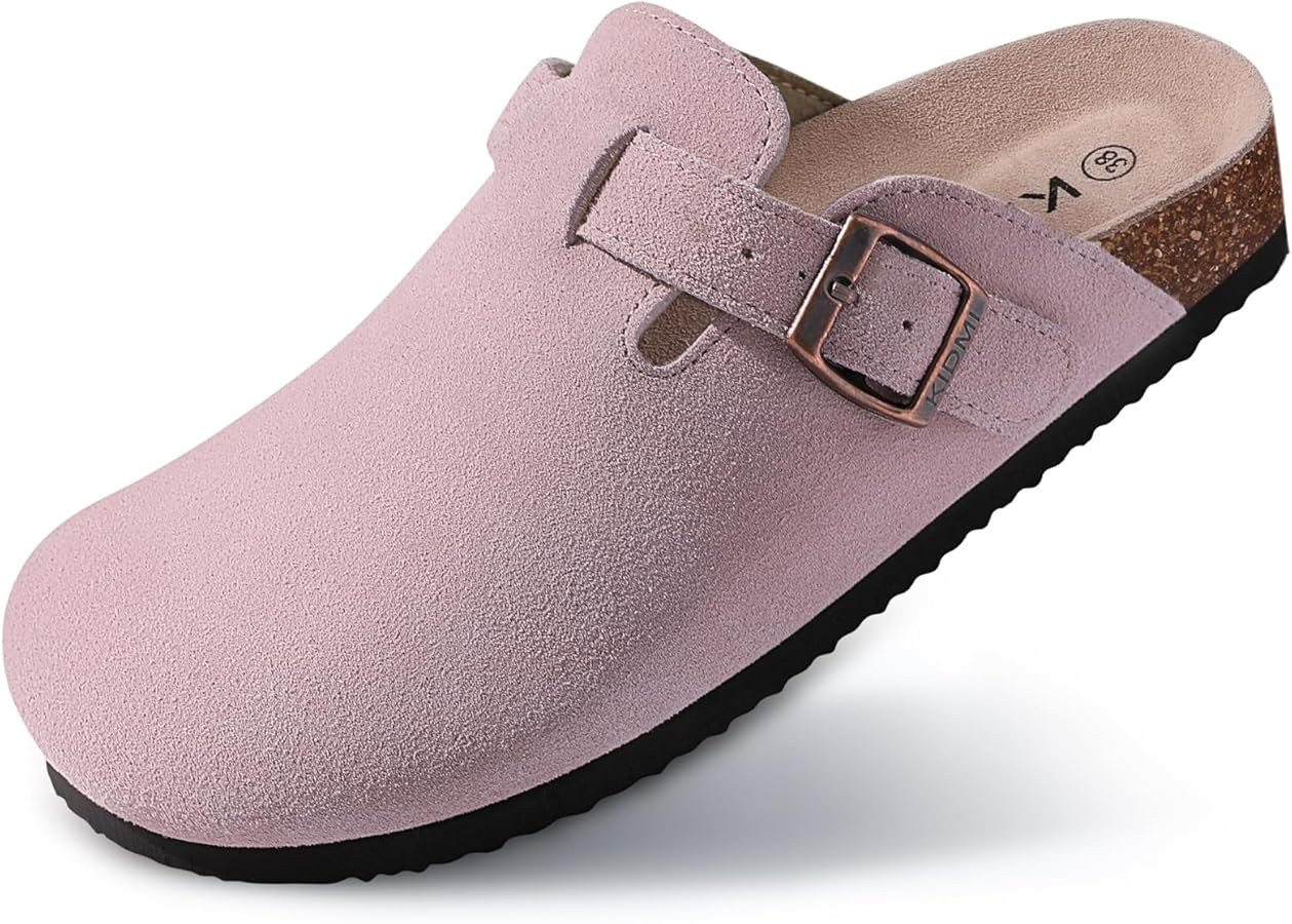 KIDMI Women's Suede Clogs Leather Mules Cork Footbed Sandals Potato Shoes with Arch Support | Amazon (US)