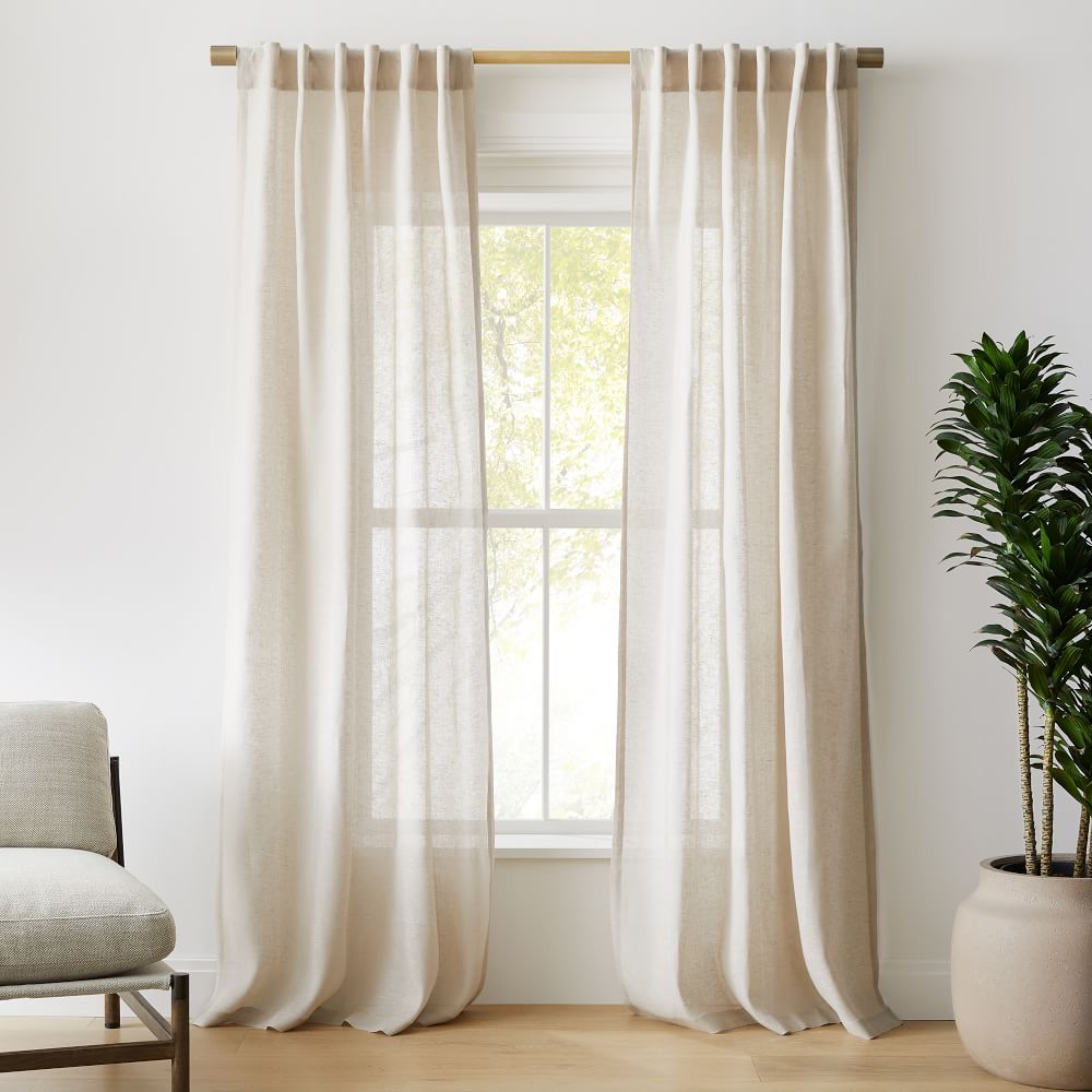 Sheer European Flax Linen Curtain - Natural Flax | West Elm (US)