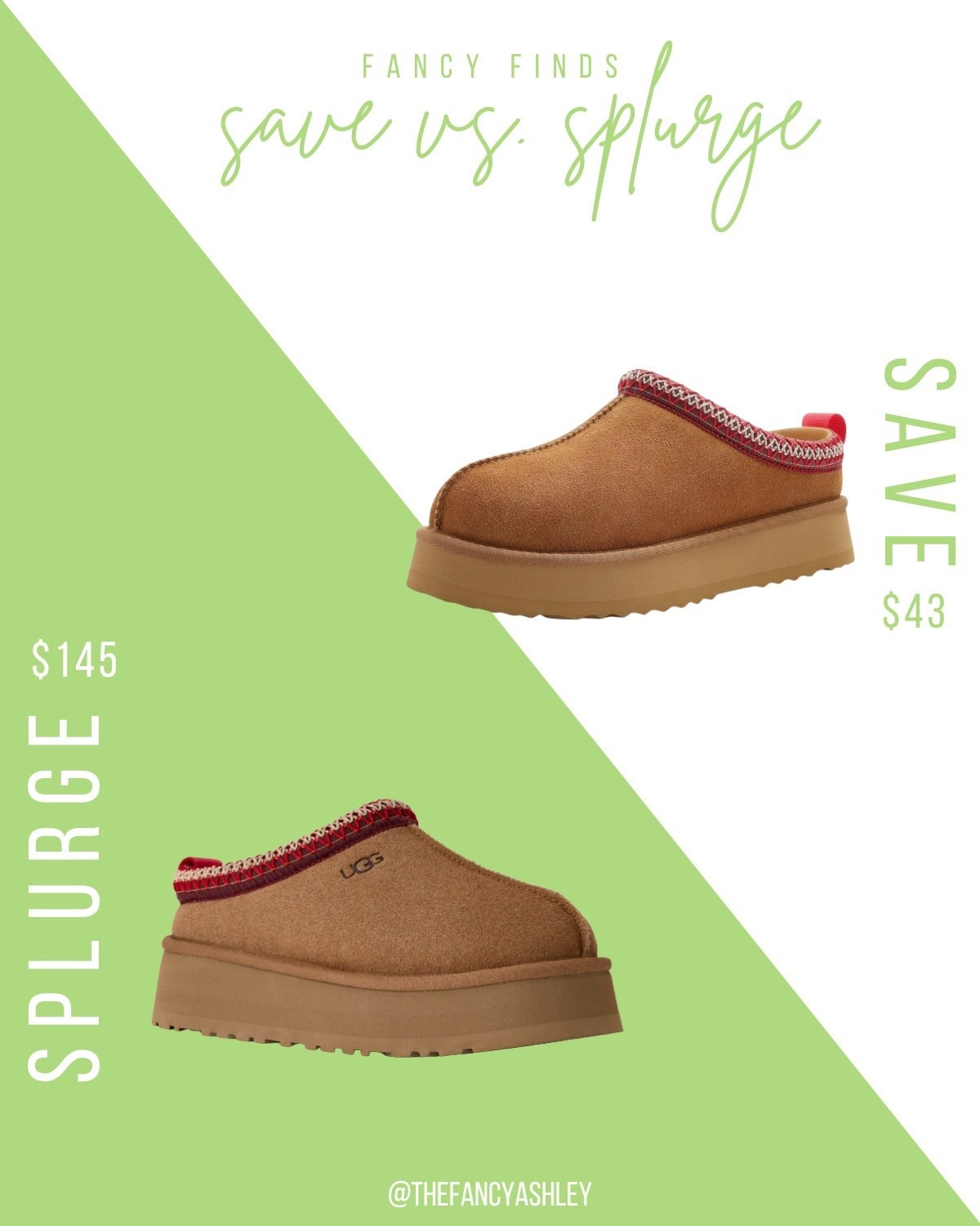 Save vs splurge - UGG Tazz slippers! Winter must have - grab the original at Nordstrom for $145 but I also found the best Amazon lookalikes for under $50!! Arrives in time for Christmas if you’re looking for a last-minute gift idea! #SaveVsSplurge #UGGSlippers #LastMinuteGifts #WinterSlippers #CozySlippers #GiftIdeas


#LTKSeasonal #LTKHoliday #LTKGiftGuide