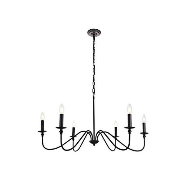 Elegant Lighting Rohan Collection Chandelier D36 H19 Lt:6 Matte Black Finish - Walmart.com | Walmart (US)