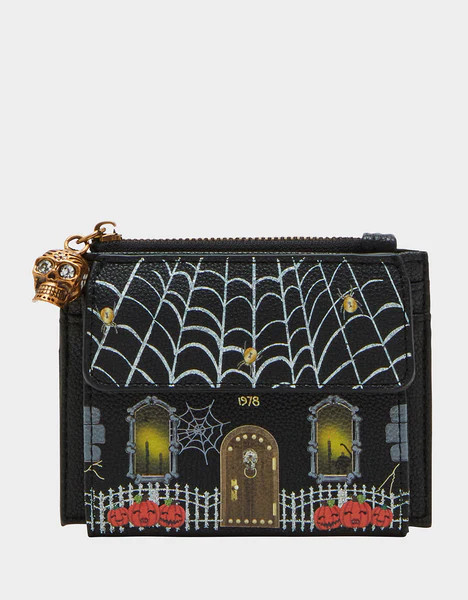 KITSCH HAUNTED HOUSE BIFOLD WALLET BLACK | Betsey Johnson