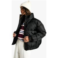 Womens Funnel Neck Puffer Jacket - Black - 10, Black | Boohoo.com (UK & IE)