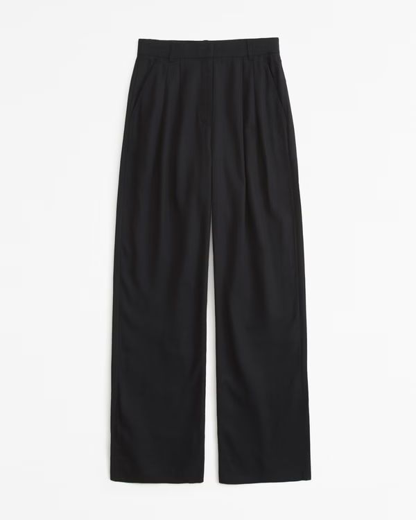 Curve Love A&F Sloane Tailored Linen-Blend Pant | Abercrombie & Fitch (UK)