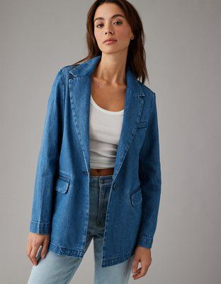 AE Oversized Denim Blazer | American Eagle Outfitters (US & CA)