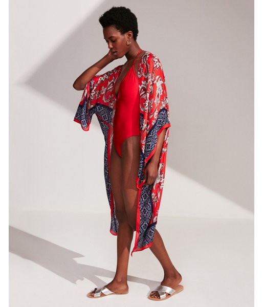 Express Womens Red Paisley Cover-Up Red Women's  Red | Express