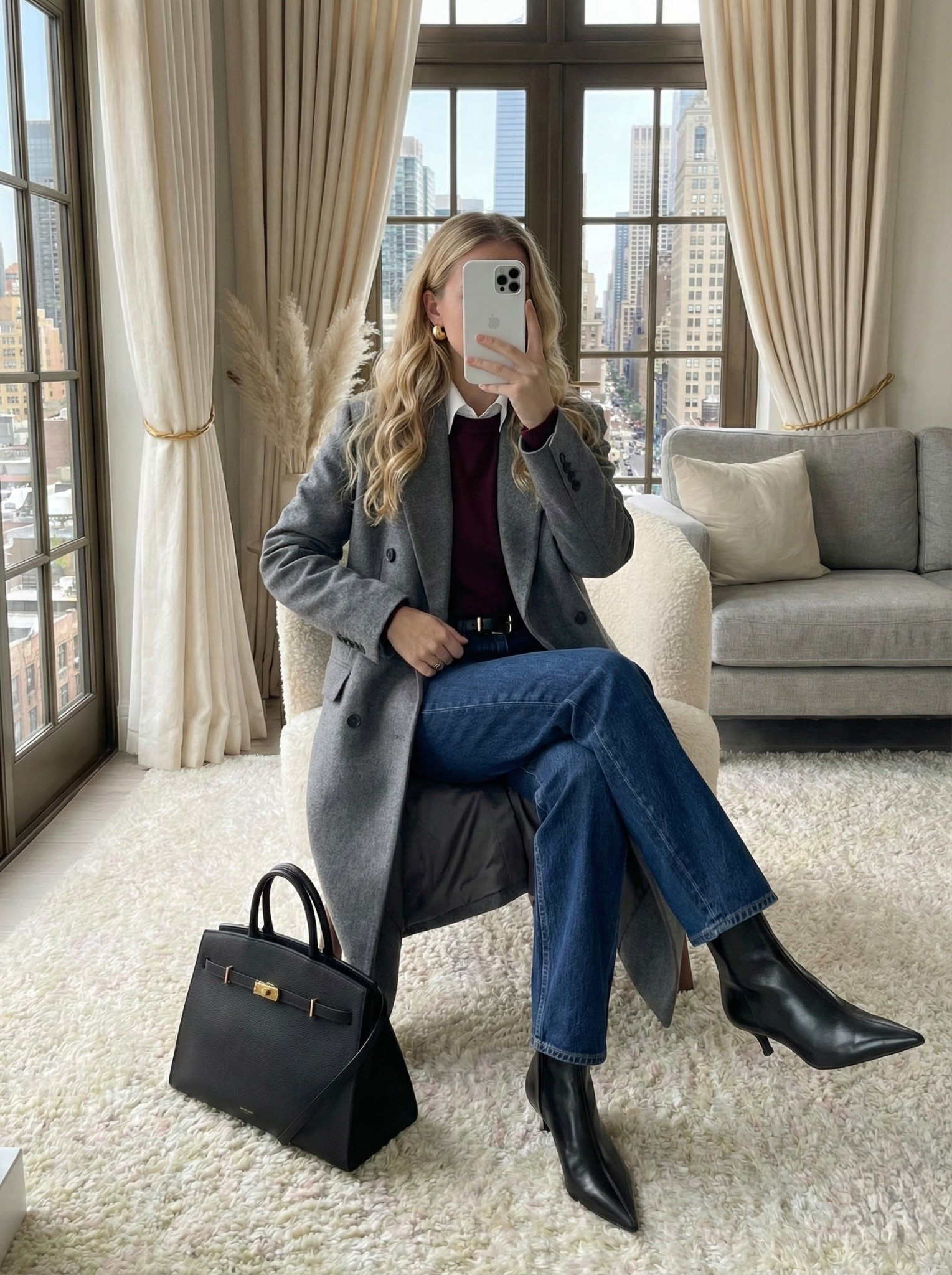 Grey coat and burgundy sweater outfit 🩶🍷

A polished winter look perfect for casual office days. Layering a deep burgundy knit over a crisp white shirt creates a chic contrast against the classic grey wool coat. Styled with straight-leg jeans and black accessories for a timeless finish.

Style Details:
• Grey wool coat (Tailored fit)
• Burgundy crewneck sweater
• White collared shirt (Layered underneath)
• Blue straight-leg jeans
• Black pointed-toe ankle boots
• Black structured tote bag

Recreate this smart-casual style with the similar links below!

Do you like the layered collar look? Yes or No? 👇

#LTKWorkwear #LTKSeasonal #LTKootd


#LTKgrwm #LTKHoliday #LTKootd