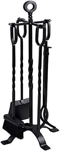 Amagabeli 5 Pieces Fireplace Tools Set Indoor Wrought Iron Fire Set Fire Place Pit Large Poker Wo... | Amazon (US)